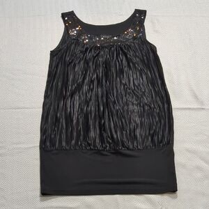 Black Sequin Embellished Sheath Cocktail Dress